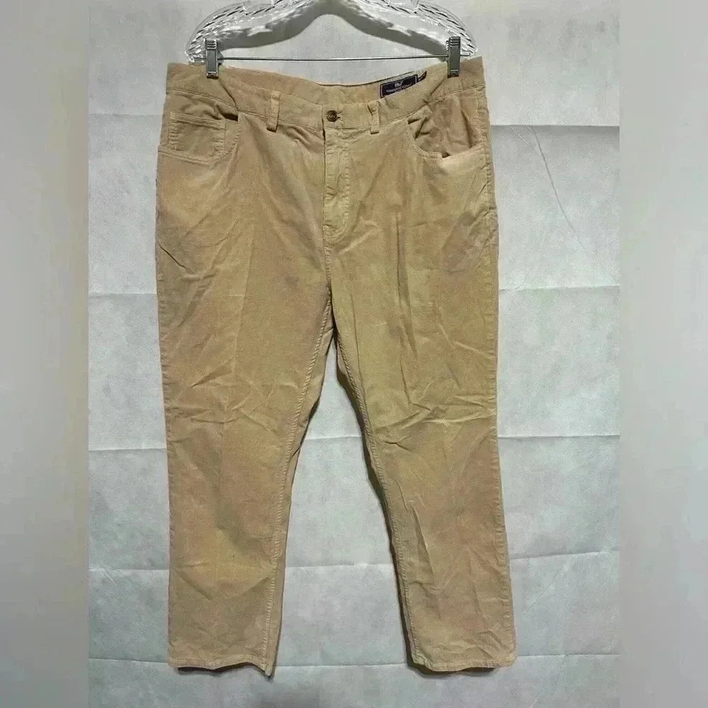Vineyard Vines 5 Pocket Pants Mens 36 x 30 Khaki Corduroy Chino Straight Leg NWO